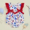 imageKuriozud My First 4th of July Baby Girl Outfit Bubble Romper Flying Sleeve Onesie Bodysuit Girl 1st Fourth of July Clothes4th of July Light Blue