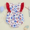 imageKuriozud My First 4th of July Baby Girl Outfit Bubble Romper Flying Sleeve Onesie Bodysuit Girl 1st Fourth of July Clothes4th of July Light Blue