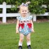 imageKuriozud My First 4th of July Baby Girl Outfit Bubble Romper Flying Sleeve Onesie Bodysuit Girl 1st Fourth of July Clothes4th of July Light Blue