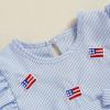 imageKuriozud My First 4th of July Baby Girl Outfit Bubble Romper Flying Sleeve Onesie Bodysuit Girl 1st Fourth of July Clothes4th of July Light Blue B