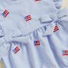 imageKuriozud My First 4th of July Baby Girl Outfit Bubble Romper Flying Sleeve Onesie Bodysuit Girl 1st Fourth of July Clothes4th of July Light Blue B