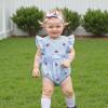 imageKuriozud My First 4th of July Baby Girl Outfit Bubble Romper Flying Sleeve Onesie Bodysuit Girl 1st Fourth of July Clothes4th of July Light Blue B