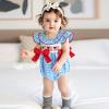imageKuriozud My First 4th of July Baby Girl Outfit Bubble Romper Flying Sleeve Onesie Bodysuit Girl 1st Fourth of July Clothes4th of July Light Blue C