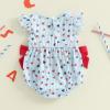 imageKuriozud My First 4th of July Baby Girl Outfit Bubble Romper Flying Sleeve Onesie Bodysuit Girl 1st Fourth of July Clothes4th of July Light Blue a