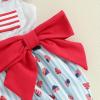 imageKuriozud My First 4th of July Baby Girl Outfit Bubble Romper Flying Sleeve Onesie Bodysuit Girl 1st Fourth of July Clothes4th of July Light Blue a