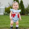 imageKuriozud My First 4th of July Baby Girl Outfit Bubble Romper Flying Sleeve Onesie Bodysuit Girl 1st Fourth of July Clothes4th of July Light Blue a