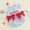 imageKuriozud My First 4th of July Baby Girl Outfit Bubble Romper Flying Sleeve Onesie Bodysuit Girl 1st Fourth of July Clothes4th of July Light Blue a