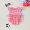 imageKuriozud My First 4th of July Baby Girl Outfit Bubble Romper Flying Sleeve Onesie Bodysuit Girl 1st Fourth of July Clothes4th of July Pink