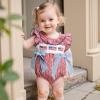 imageKuriozud My First 4th of July Baby Girl Outfit Bubble Romper Flying Sleeve Onesie Bodysuit Girl 1st Fourth of July Clothes4th of July Red