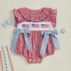 imageKuriozud My First 4th of July Baby Girl Outfit Bubble Romper Flying Sleeve Onesie Bodysuit Girl 1st Fourth of July Clothes4th of July Red