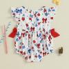 imageKuriozud My First 4th of July Baby Girl Outfit Bubble Romper Flying Sleeve Onesie Bodysuit Girl 1st Fourth of July Clothes4th of July White