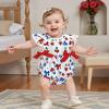 imageKuriozud My First 4th of July Baby Girl Outfit Bubble Romper Flying Sleeve Onesie Bodysuit Girl 1st Fourth of July Clothes4th of July White