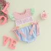 imageKuriozud My First 4th of July Baby Girl Outfit Bubble Romper Flying Sleeve Onesie Bodysuit Girl 1st Fourth of July ClothesEaster Pink Blue