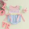 imageKuriozud My First 4th of July Baby Girl Outfit Bubble Romper Flying Sleeve Onesie Bodysuit Girl 1st Fourth of July ClothesEaster Pink Blue