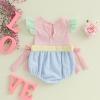imageKuriozud My First 4th of July Baby Girl Outfit Bubble Romper Flying Sleeve Onesie Bodysuit Girl 1st Fourth of July ClothesEaster Pink Blue