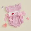 imageKuriozud My First 4th of July Baby Girl Outfit Bubble Romper Flying Sleeve Onesie Bodysuit Girl 1st Fourth of July ClothesFathers Day Pink