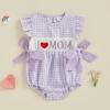 imageKuriozud My First 4th of July Baby Girl Outfit Bubble Romper Flying Sleeve Onesie Bodysuit Girl 1st Fourth of July ClothesMothers Day Purple