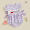 imageKuriozud My First 4th of July Baby Girl Outfit Bubble Romper Flying Sleeve Onesie Bodysuit Girl 1st Fourth of July ClothesMothers Day Purple