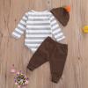 imageKuriozud Newborn Infant Baby First Thanksgiving Outfits Turkey Romper Bodysuit Top Pants Hat 3 Piece Clothes SetMy 1st Thanksgiving