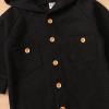 imageKuriozud Newborn Unisex Baby Boy Girl Hoodie Romper Solid Long Sleeve One Piece Hooded Jumpsuit Waffle OutfitBlack