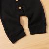 imageKuriozud Newborn Unisex Baby Boy Girl Hoodie Romper Solid Long Sleeve One Piece Hooded Jumpsuit Waffle OutfitBlack