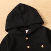 imageKuriozud Newborn Unisex Baby Boy Girl Hoodie Romper Solid Long Sleeve One Piece Hooded Jumpsuit Waffle OutfitBlack
