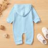 imageKuriozud Newborn Unisex Baby Boy Girl Hoodie Romper Solid Long Sleeve One Piece Hooded Jumpsuit Waffle OutfitBlue