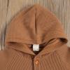 imageKuriozud Newborn Unisex Baby Boy Girl Hoodie Romper Solid Long Sleeve One Piece Hooded Jumpsuit Waffle OutfitBrown