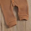 imageKuriozud Newborn Unisex Baby Boy Girl Hoodie Romper Solid Long Sleeve One Piece Hooded Jumpsuit Waffle OutfitBrown