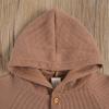 imageKuriozud Newborn Unisex Baby Boy Girl Hoodie Romper Solid Long Sleeve One Piece Hooded Jumpsuit Waffle OutfitCoffee