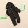 imageKuriozud Newborn Unisex Baby Boy Girl Hoodie Romper Solid Long Sleeve One Piece Hooded Jumpsuit Waffle OutfitGreen