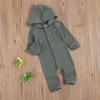 imageKuriozud Newborn Unisex Baby Boy Girl Hoodie Romper Solid Long Sleeve One Piece Hooded Jumpsuit Waffle OutfitGrey