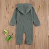 imageKuriozud Newborn Unisex Baby Boy Girl Hoodie Romper Solid Long Sleeve One Piece Hooded Jumpsuit Waffle OutfitGrey