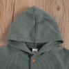 imageKuriozud Newborn Unisex Baby Boy Girl Hoodie Romper Solid Long Sleeve One Piece Hooded Jumpsuit Waffle OutfitGrey