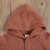 imageKuriozud Newborn Unisex Baby Boy Girl Hoodie Romper Solid Long Sleeve One Piece Hooded Jumpsuit Waffle OutfitOrange Red