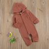 imageKuriozud Newborn Unisex Baby Boy Girl Hoodie Romper Solid Long Sleeve One Piece Hooded Jumpsuit Waffle OutfitOrange Red