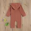 imageKuriozud Newborn Unisex Baby Boy Girl Hoodie Romper Solid Long Sleeve One Piece Hooded Jumpsuit Waffle OutfitOrange Red