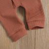 imageKuriozud Newborn Unisex Baby Boy Girl Hoodie Romper Solid Long Sleeve One Piece Hooded Jumpsuit Waffle OutfitOrange Red