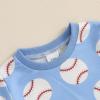 imageKuriozud Toddler Baby Boy Baseball Outfit Short Sleeve Shirt Top and Shorts Set Spring Summer ClothesBaseball Blue