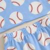 imageKuriozud Toddler Baby Boy Baseball Outfit Short Sleeve Shirt Top and Shorts Set Spring Summer ClothesBaseball Blue