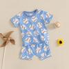imageKuriozud Toddler Baby Boy Baseball Outfit Short Sleeve Shirt Top and Shorts Set Spring Summer ClothesBaseball Blue