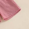 imageKuriozud Toddler Baby Boy Baseball Outfit Short Sleeve Shirt Top and Shorts Set Spring Summer ClothesBlue Shirt Plaid Shorts Red