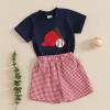 imageKuriozud Toddler Baby Boy Baseball Outfit Short Sleeve Shirt Top and Shorts Set Spring Summer ClothesBlue Shirt Plaid Shorts Red
