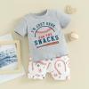 imageKuriozud Toddler Baby Boy Baseball Outfit Short Sleeve Shirt Top and Shorts Set Spring Summer ClothesGray Shirt White Shorts
