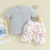 imageKuriozud Toddler Baby Boy Baseball Outfit Short Sleeve Shirt Top and Shorts Set Spring Summer ClothesGray Shirt White Shorts