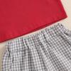 imageKuriozud Toddler Baby Boy Baseball Outfit Short Sleeve Shirt Top and Shorts Set Spring Summer ClothesRed Shirt Plaid Shorts Grey