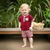 imageKuriozud Toddler Baby Boy Baseball Outfit Short Sleeve Shirt Top and Shorts Set Spring Summer ClothesRed Shirt Plaid Shorts Red