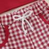 imageKuriozud Toddler Baby Boy Baseball Outfit Short Sleeve Shirt Top and Shorts Set Spring Summer ClothesRed Shirt Plaid Shorts Red