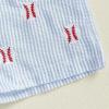 imageKuriozud Toddler Baby Boy Baseball Outfit Short Sleeve Shirt Top and Shorts Set Spring Summer ClothesRed Shirt Striped Shorts Blue
