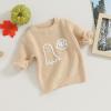 imageKuriozud Toddler Baby Boy Girl Sweater Checkerboard Knit Crewneck Sweatshirt Soft Warm Fall Winter ClothesGhost Beige